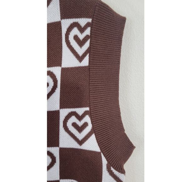 Retro Sweater Womens Large/X-Large V-Neck Heart 70's Retro Hippie Sweater Vest - Picture 4 of 7